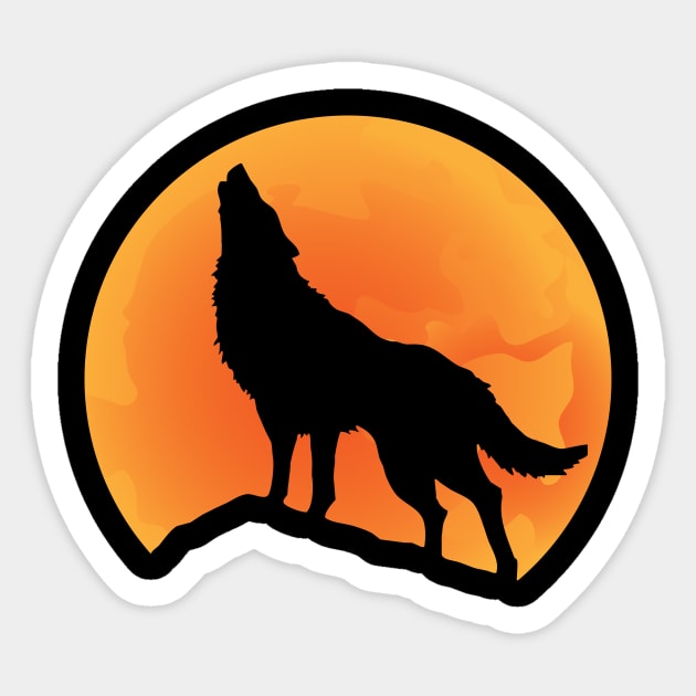 Orange moonlight wolf Sticker by demockups